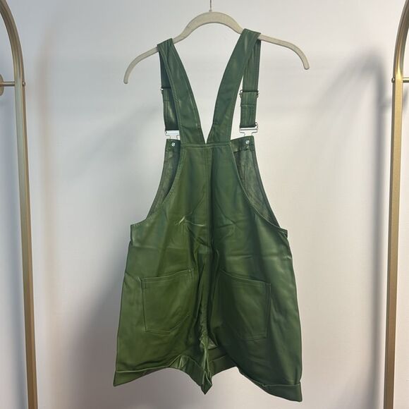 WeWoreWhat Green Faux Leather Overalls Small - Picture 6 of 9